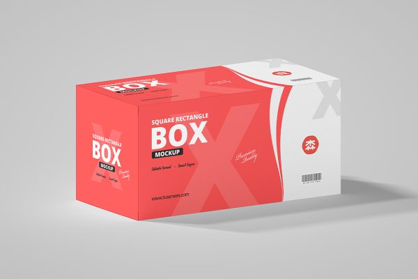长方形纸盒包装盒样机mockup