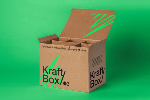 牛皮纸纸箱快递箱包装样机mockup