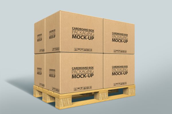 堆叠的卡板纸箱包装样机mockup