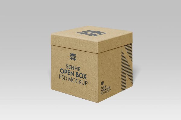牛皮纸天地盖礼品盒纸盒纸箱包装样机mockup3组