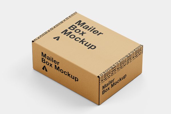 高质感飞机盒纸箱快递盒快递箱包装样机mockup4组