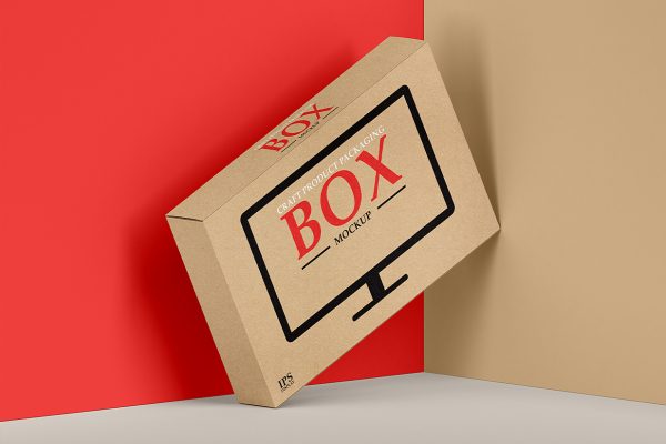 牛皮纸天地盖纸盒包装盒样机mockup