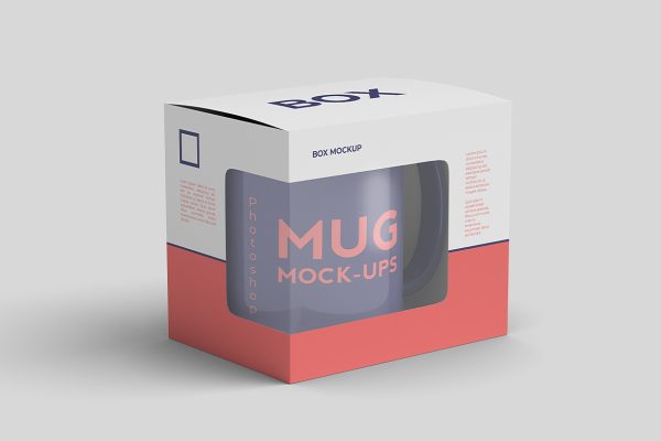 马克杯开窗包装盒纸盒样机mockup