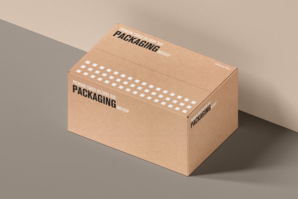 牛皮纸快递盒纸盒包装盒样机mockup