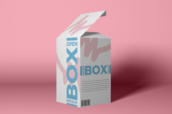 打开的纸盒包装盒样机mockup