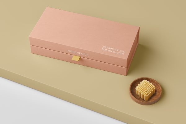 长条形天地盖食品包装盒礼盒糕点盒样机mockup