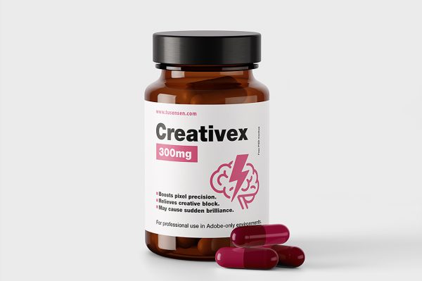 带药丸的玻璃药瓶保健品瓶包装样机mockup4组