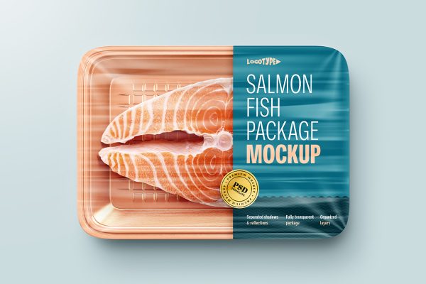 三文鱼食品盒包装样机mockup5组