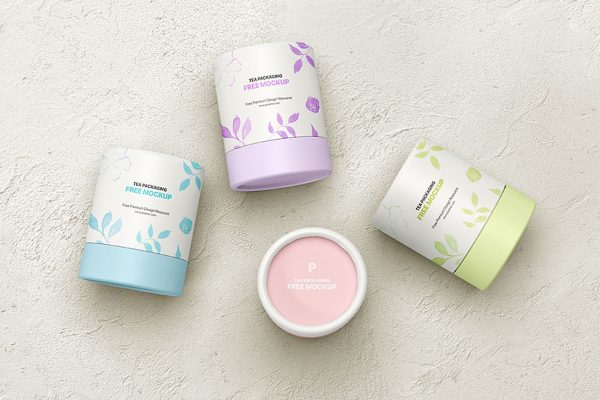 纸筒茶叶筒包装样机mockup