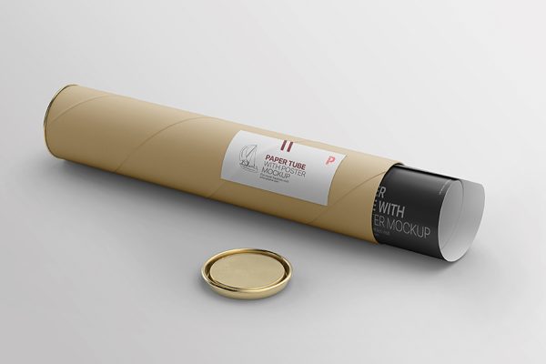 内部带海报的打开式纸筒纸管样机mockup