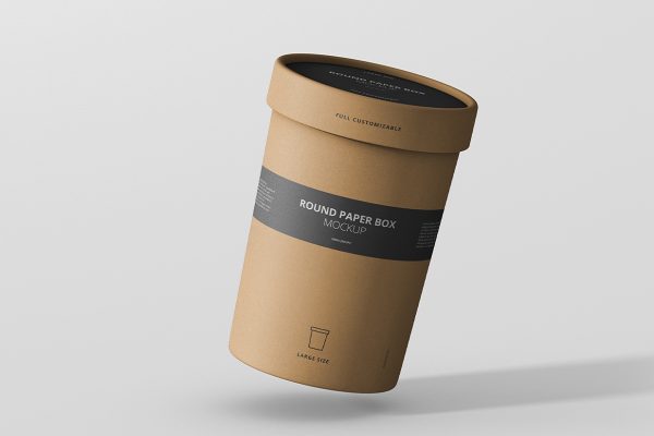 圆形牛皮纸纸筒杯包装盒样机mockup8组