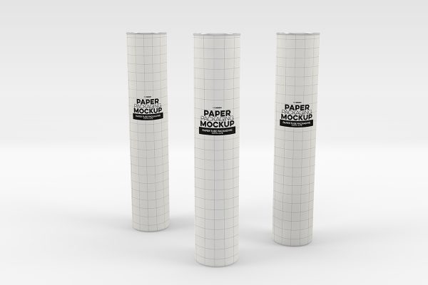 圆柱形纸筒包装样机mockup3组