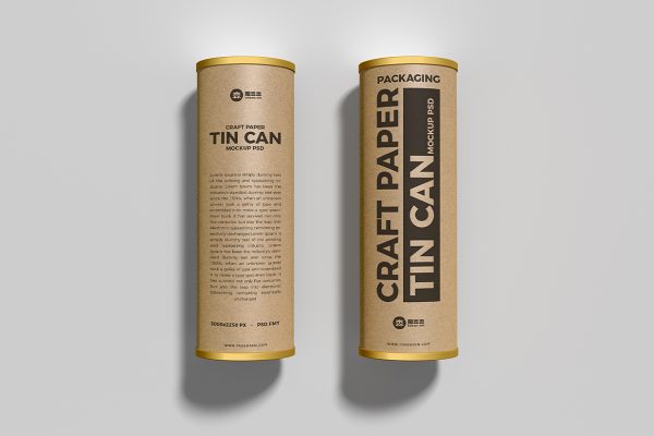 牛皮纸纸筒杯铁罐包装样机mockup