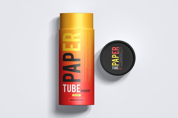 打开的纸筒包装样机mockup