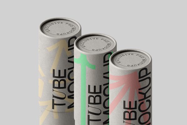 三个纸筒包装样机mockup