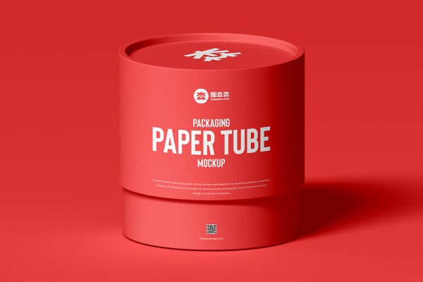 短圆柱纸筒包装样机mockup