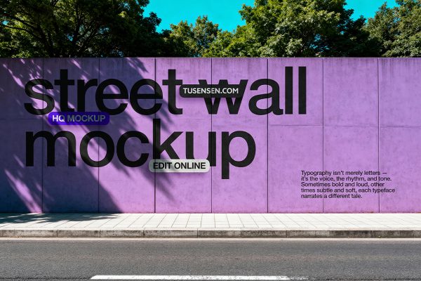 户外街道墙面广告牌样机mockup
