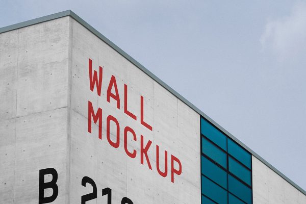 户外建筑墙面广告样机mockup