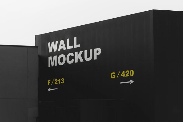 户外建筑墙面广告样机mockup