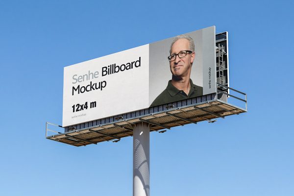 高质感户外高炮高速公路广告牌样机mockup3组