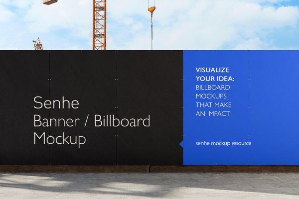 户外建筑施工围挡广告牌样机mockup2组