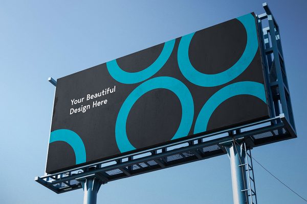 户外高炮高速公路广告牌样机mockup