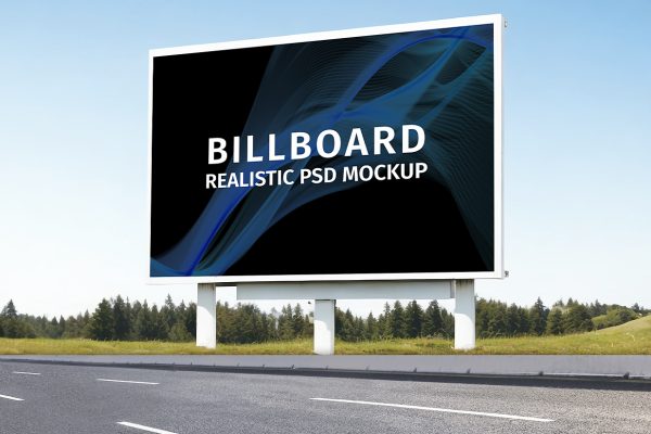 户外高炮高速公路广告牌样机mockup