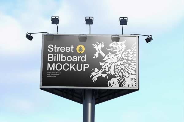 户外高炮广告牌样机mockup