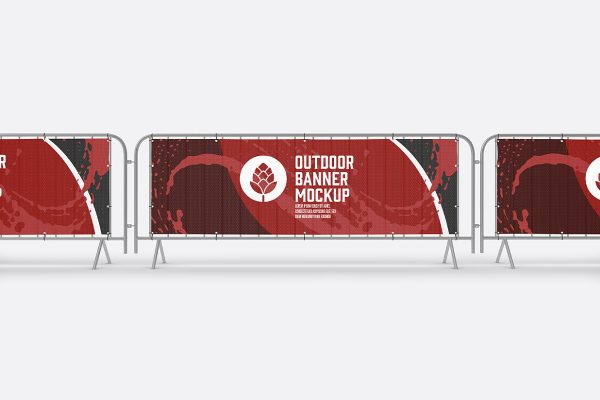 户外护栏围挡横幅广告样机mockup2组