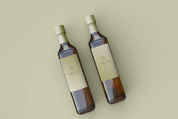 橄榄油瓶玻璃瓶包装样机mockup