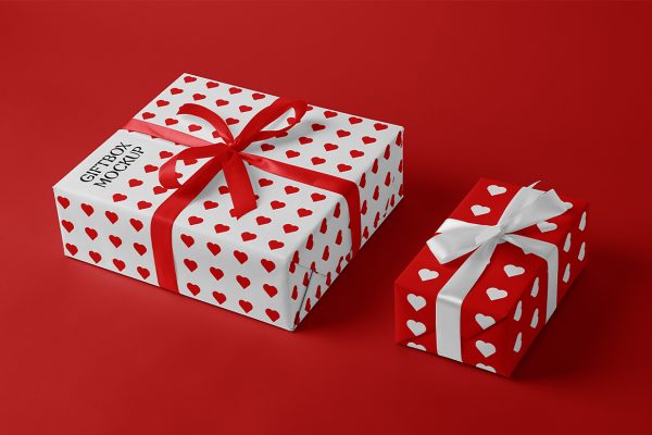 节日礼品盒礼物盒礼盒包装样机mockup