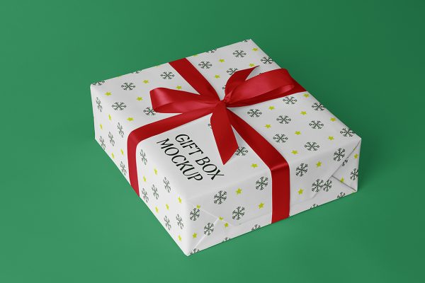 节日礼品盒礼物盒礼盒包装样机mockup