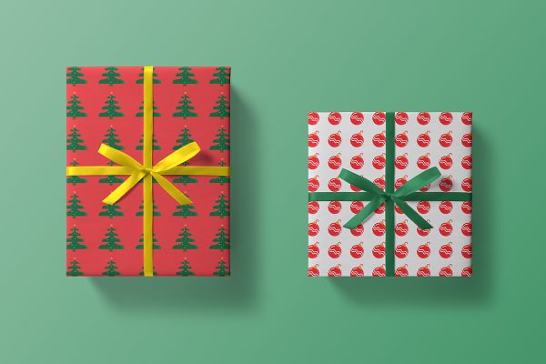 俩种规格的节日礼品盒礼物盒礼盒包装样机mockup