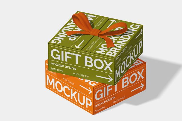 礼品盒礼物盒礼盒纸盒包装样机mockup2组