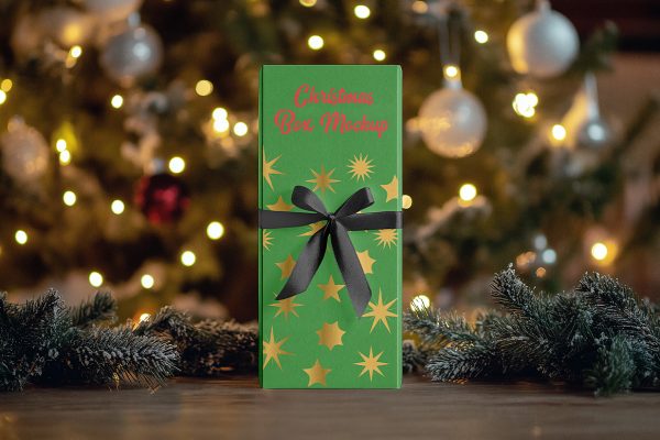 圣诞节礼品盒礼物盒礼盒包装样机mockup