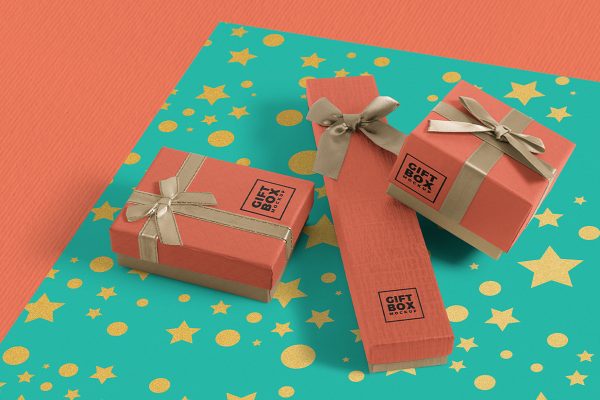 天地盖礼品盒礼物盒礼盒纸盒包装样机mockup4组