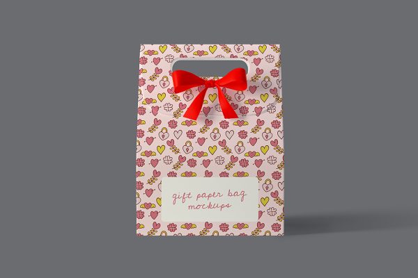 节日礼品袋礼物袋包装样机mockup3组