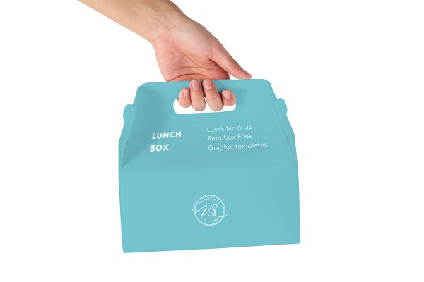 手提山顶盒打包盒外卖手提纸盒包装样机