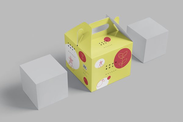 山顶盒打包盒外卖手提纸盒包装样机5组