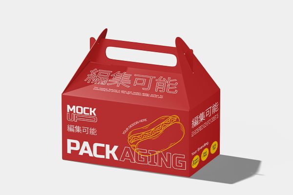 山顶盒打包盒外卖手提纸盒包装样机