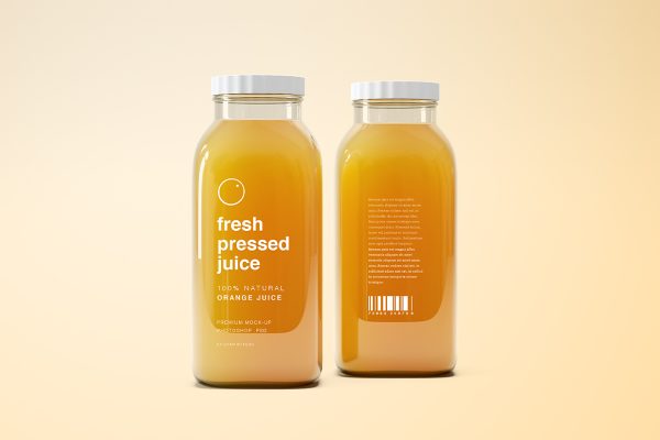 高质感果汁瓶饮料瓶玻璃瓶包装样机mockup