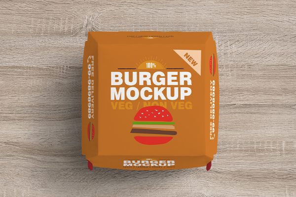 汉堡包装盒食品盒包装样机mockup