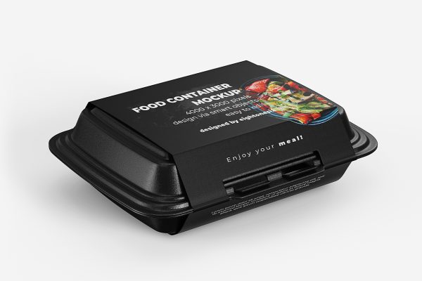 翻盖式餐盒外卖打包盒包装样机mockup