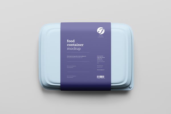 带腰封的一次性餐盒外卖打包盒包装样机mockup