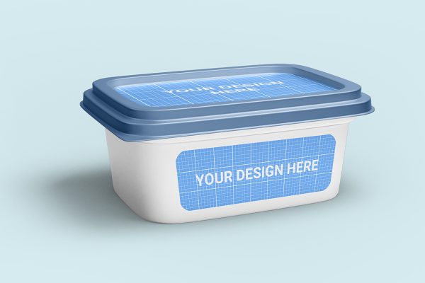 长方形一次性餐盒外卖打包盒包装样机mockup