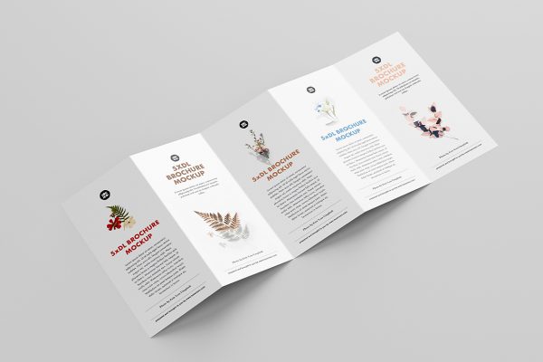 优雅的折页五折页样机mockup5组
