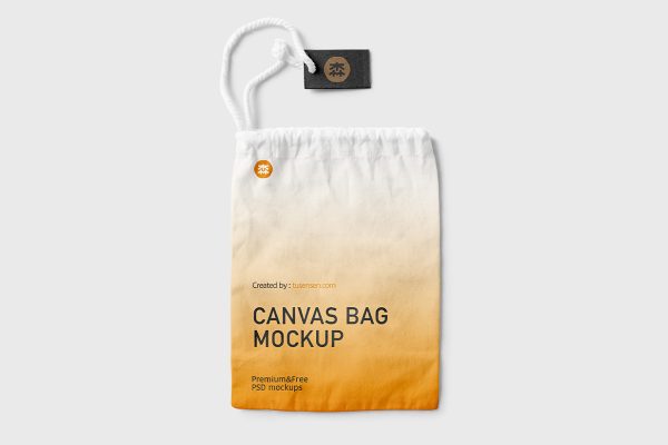 帆布抽绳束口袋样机mockup