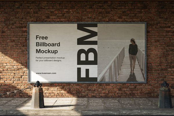 旧墙上的户外广告牌样机mockup3组