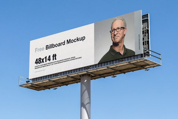 户外高速公路高炮广告牌样机mockup2组