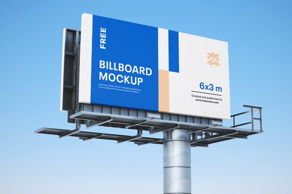 户外高速公路高炮广告牌样机mockup3组